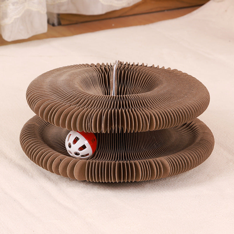 Foldable Accordion Cat Scratcher with Bell