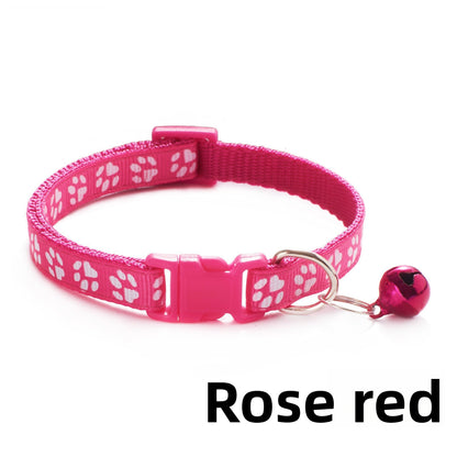 Elastic Paw Print Cat Collar with Bell