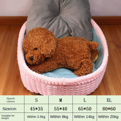 Half-Enclosed Warm Fleece Pet House Bed