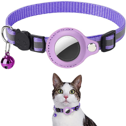 Reflective Cat Collar with AirTag Holder & Bell