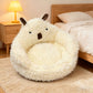 Alpaca Plush Semi-Enclosed Cat Bed