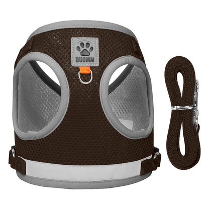 Reflective Breathable Mesh Pet Harness & Leash Set