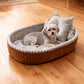 Half-Enclosed Warm Fleece Pet House Bed