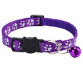 Colorful Paw Print Cat Collar with Bell