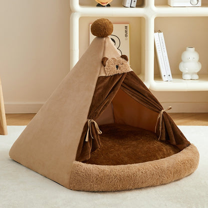 Enclosed Teddy Bear Winter Pet Tent for Small & Medium Dogs