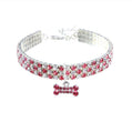 Rhinestone Pet Necklace Collar with Bone Charm