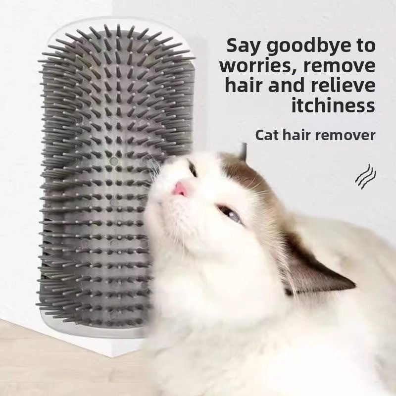 Corner Cat Self-Groomer & Scratcher Brush with Catnip