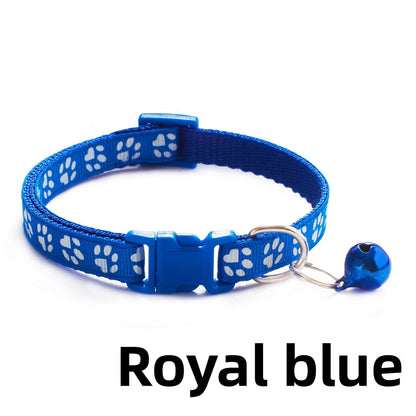 Elastic Paw Print Cat Collar with Bell