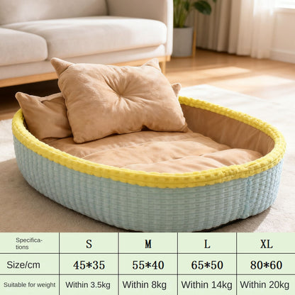 Half-Enclosed Warm Fleece Pet House Bed