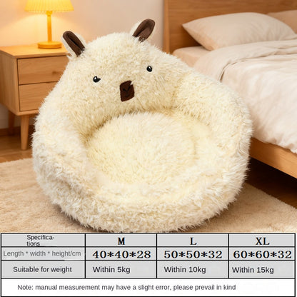 Alpaca Plush Semi-Enclosed Cat Bed