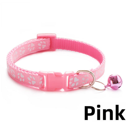 Elastic Paw Print Cat Collar with Bell