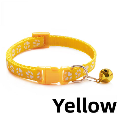 Elastic Paw Print Cat Collar with Bell