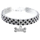 Rhinestone Pet Necklace Collar with Bone Charm