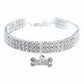 Rhinestone Pet Necklace Collar with Bone Charm