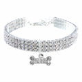 Rhinestone Pet Necklace Collar with Bone Charm
