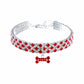 Rhinestone Pet Necklace Collar with Bone Charm