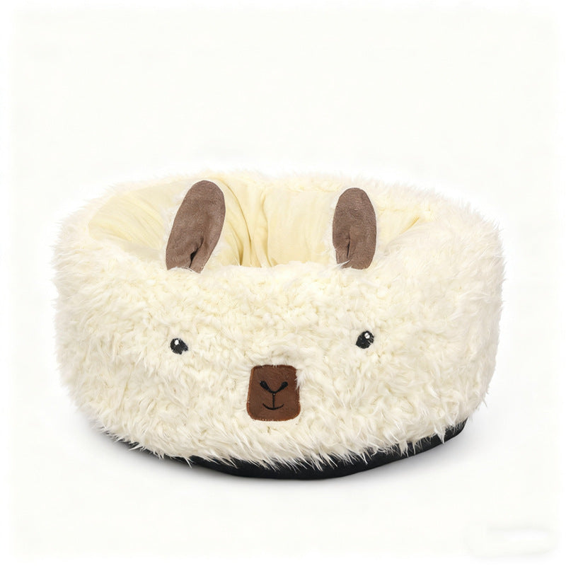 Alpaca Round Flannel Pet Nest Bed
