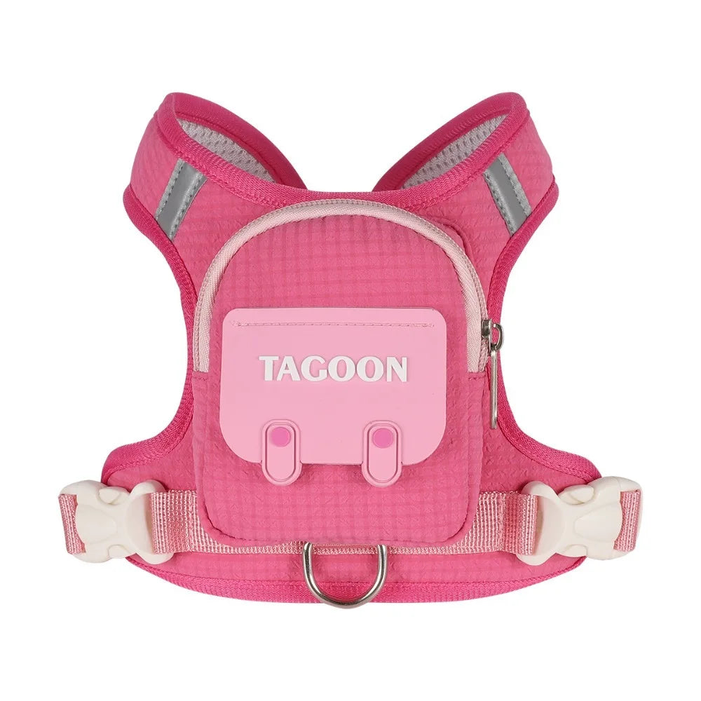 Pink plaid dog backpack harness