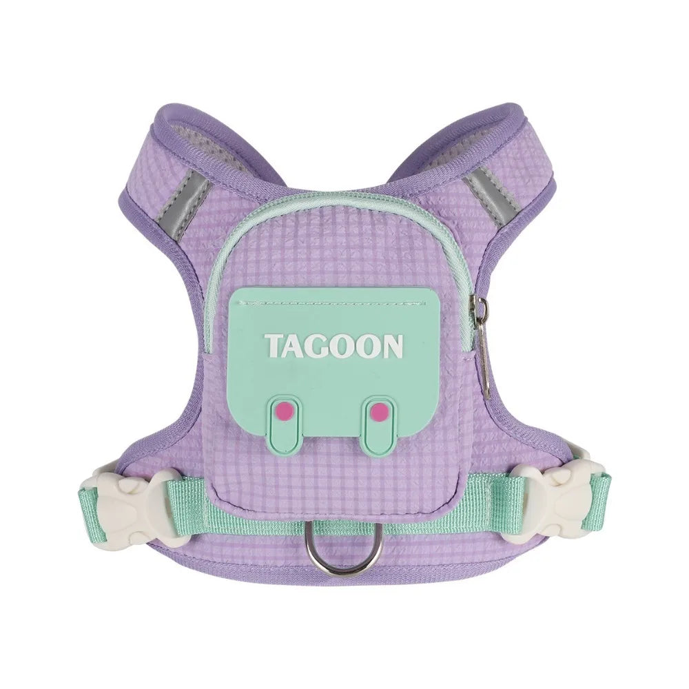 Purple plaid dog backpack harness