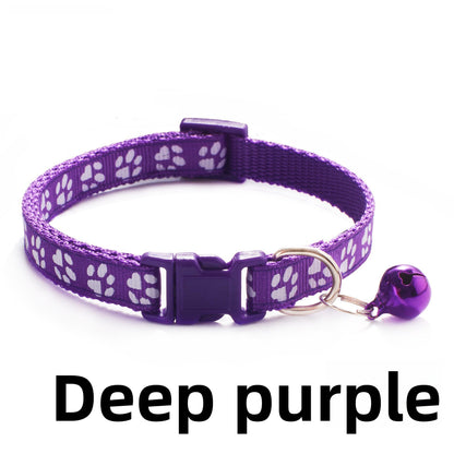 Elastic Paw Print Cat Collar with Bell