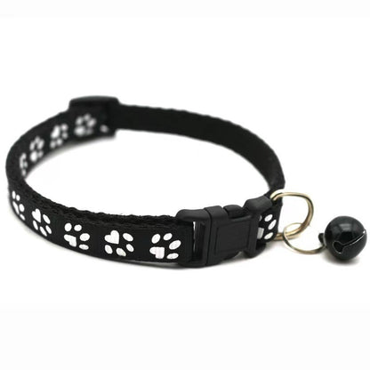 Elastic Paw Print Cat Collar with Bell