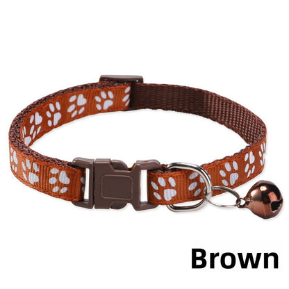 Elastic Paw Print Cat Collar with Bell