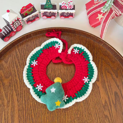 Hand-Crocheted Christmas Pet Collar & Hat Set