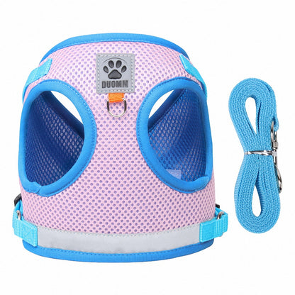 Reflective Breathable Mesh Pet Harness & Leash Set