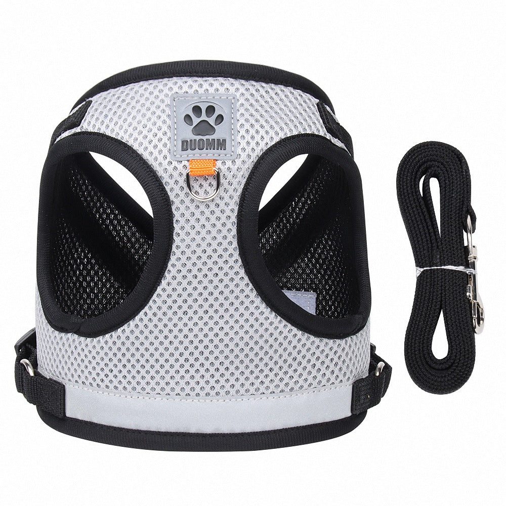 Reflective Breathable Mesh Pet Harness & Leash Set