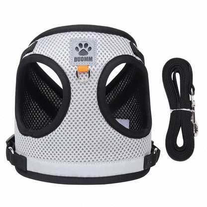 Reflective Breathable Mesh Pet Harness & Leash Set