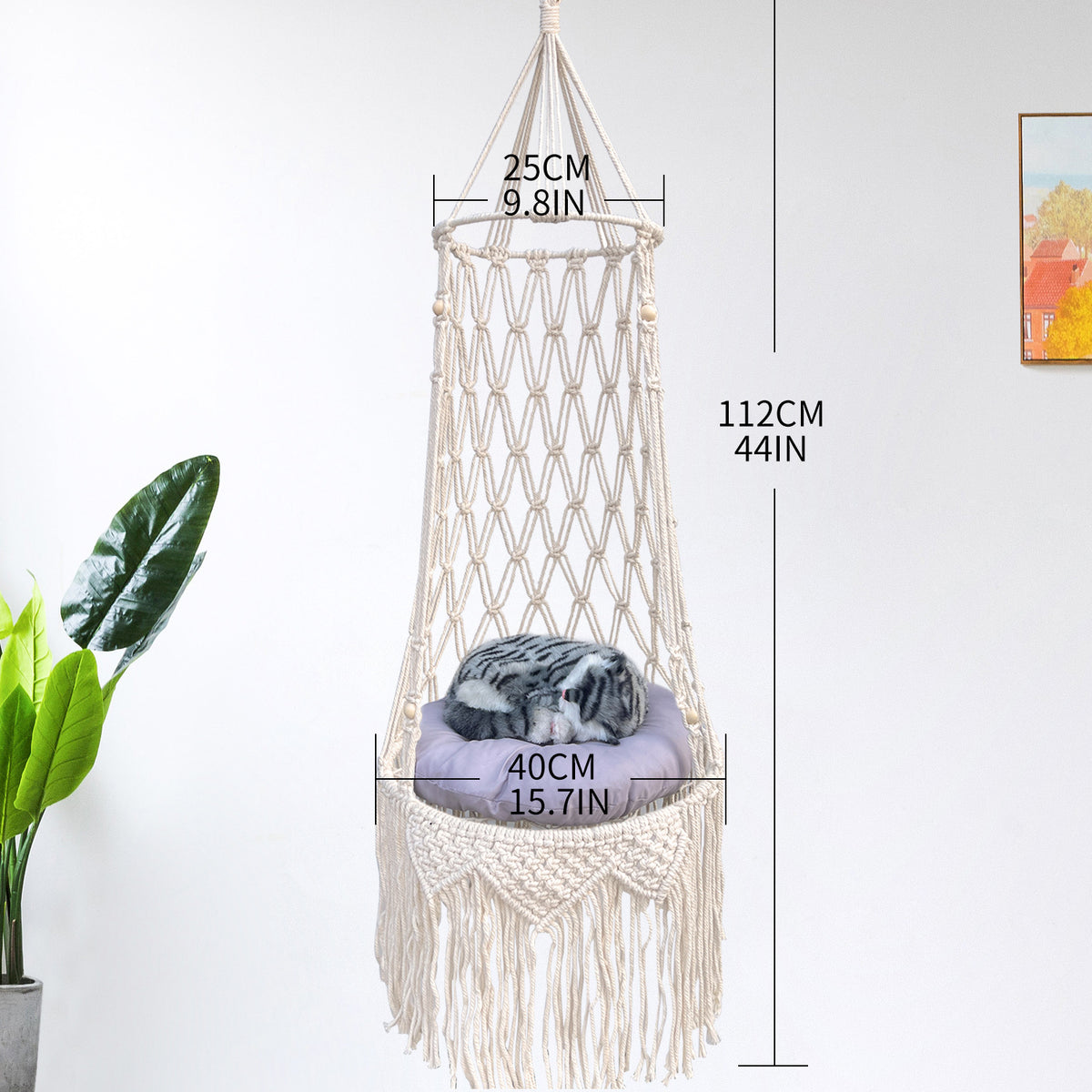 Boho Macramé Hanging Cat Hammock