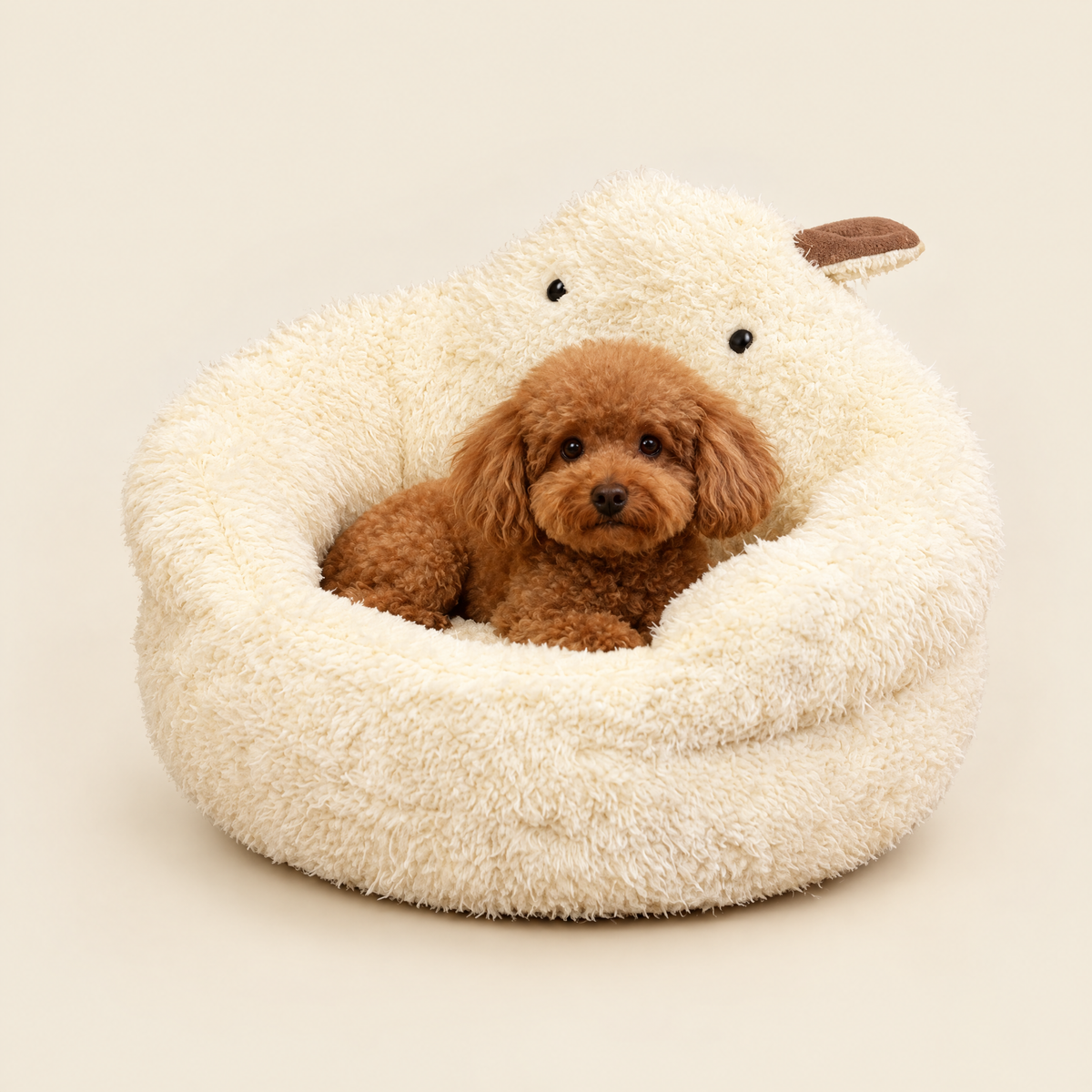Alpaca Plush Semi-Enclosed Cat Bed