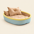 Half-Enclosed Warm Fleece Pet House Bed