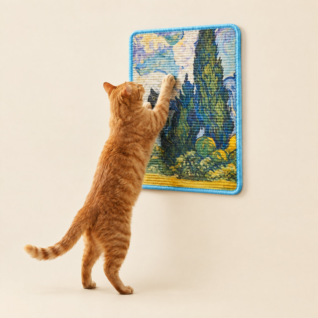 Wall-Mounted Art Print Cat Scratcher Board