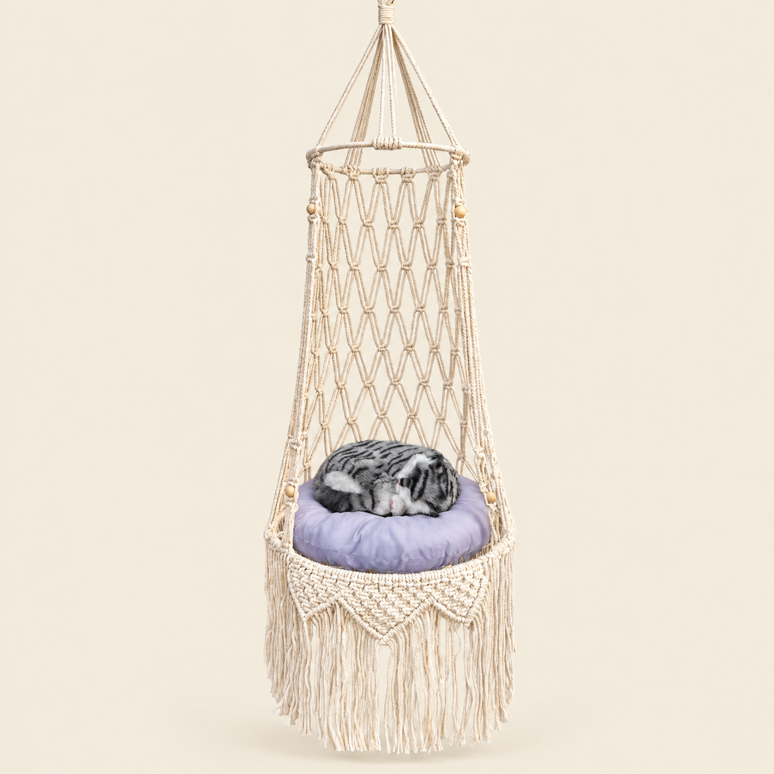 Boho Macramé Hanging Cat Hammock