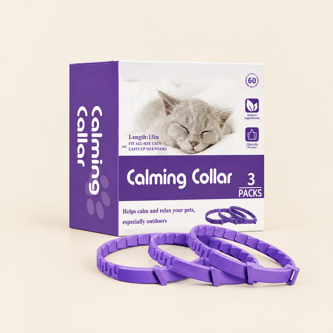 Pheromone Calming Collar for Cats & Dogs (3-Pack)