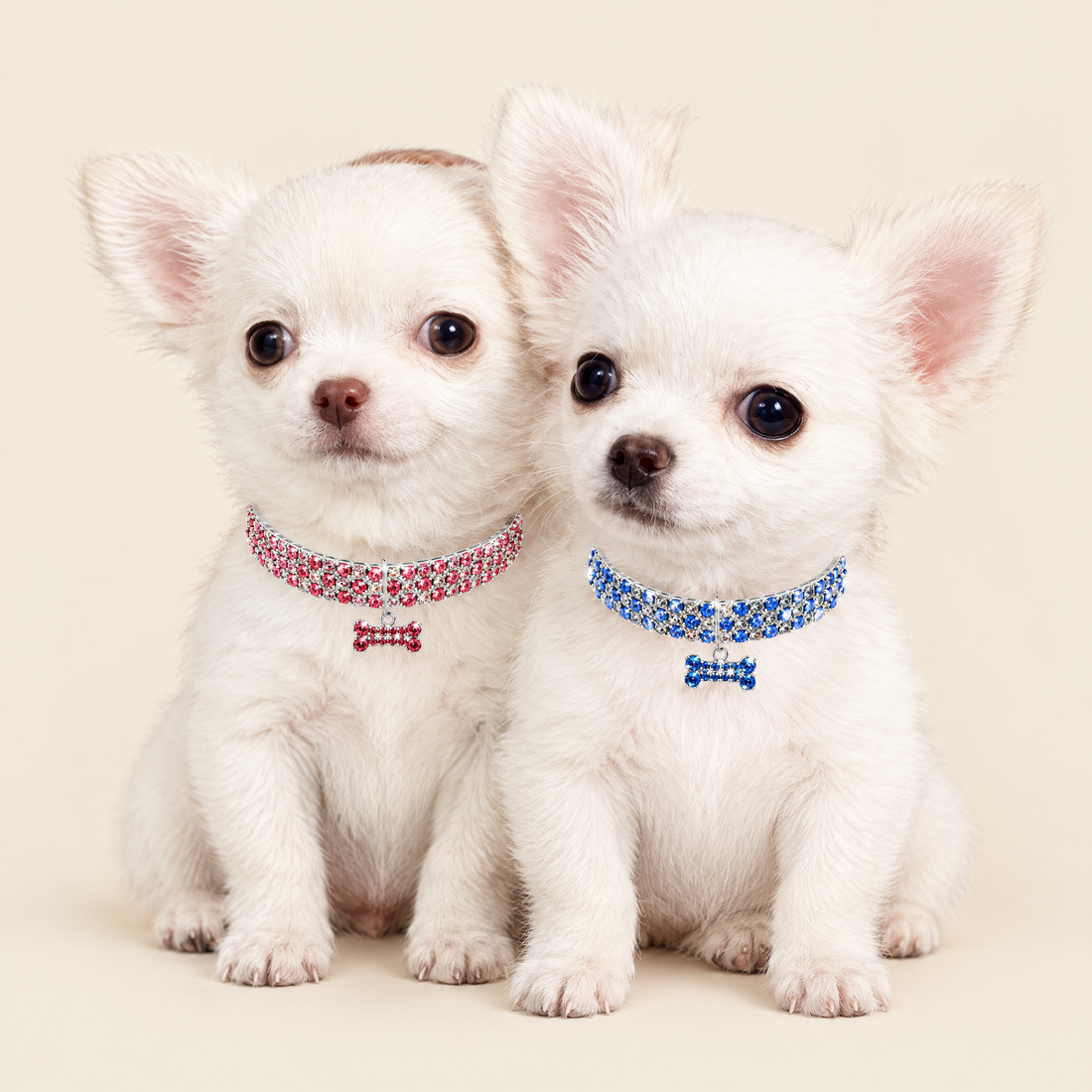 Rhinestone Pet Necklace Collar with Bone Charm