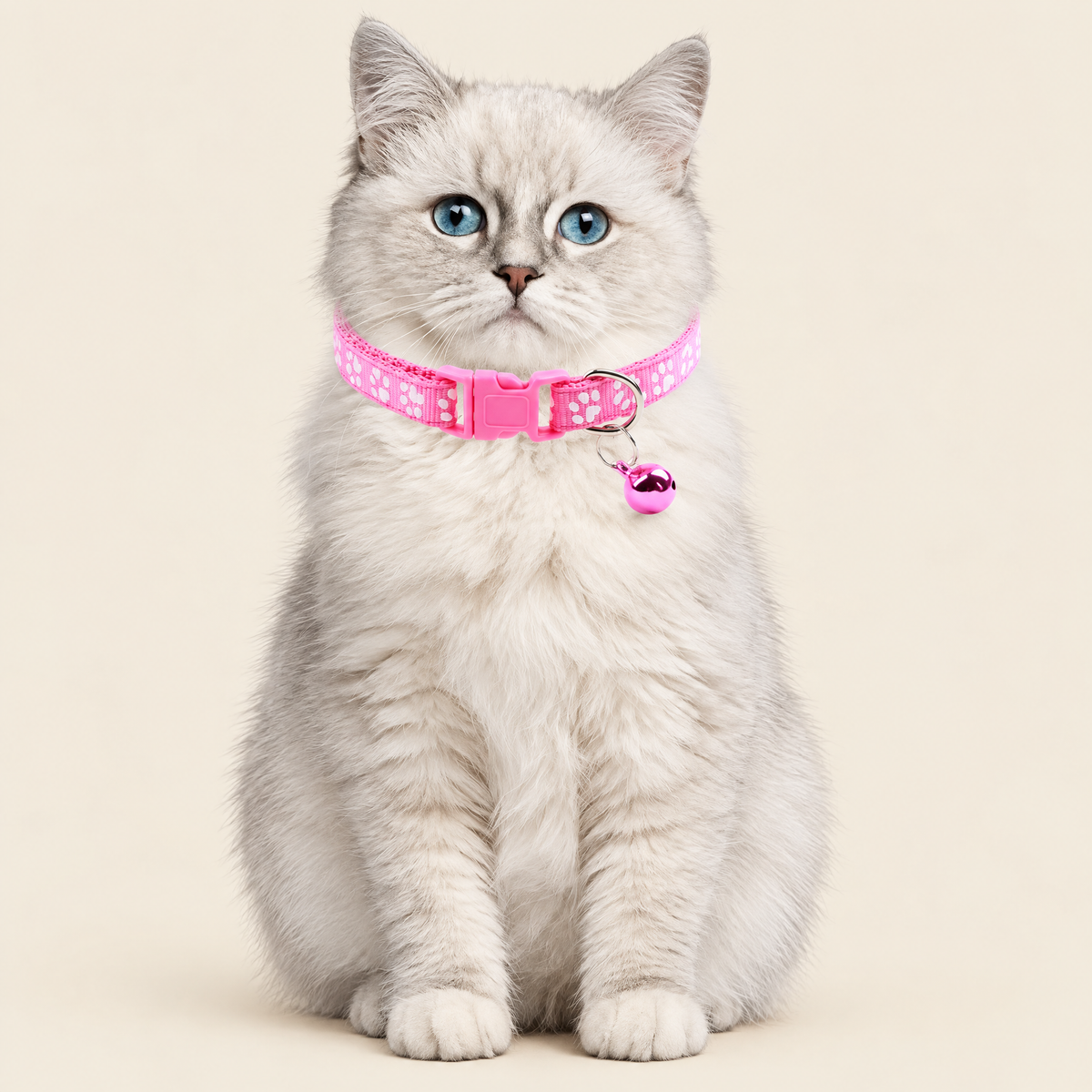 Elastic Paw Print Cat Collar with Bell